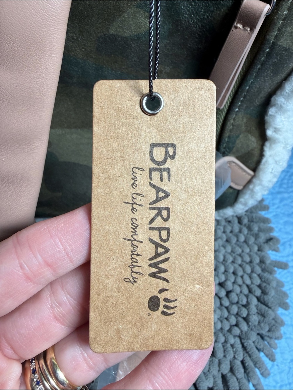 BearPaw Camo Backpack with Cream Sherpa Trim and Tan Accents - Picture 4 of 13